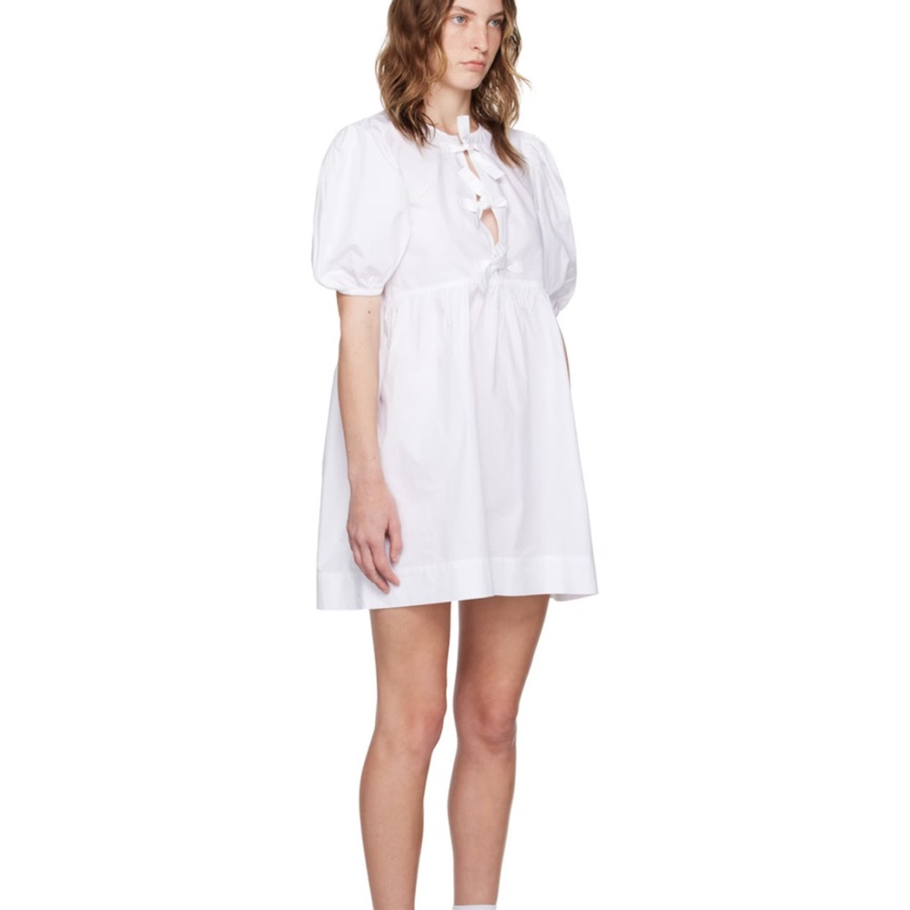 GANNI White Tie String Minidress